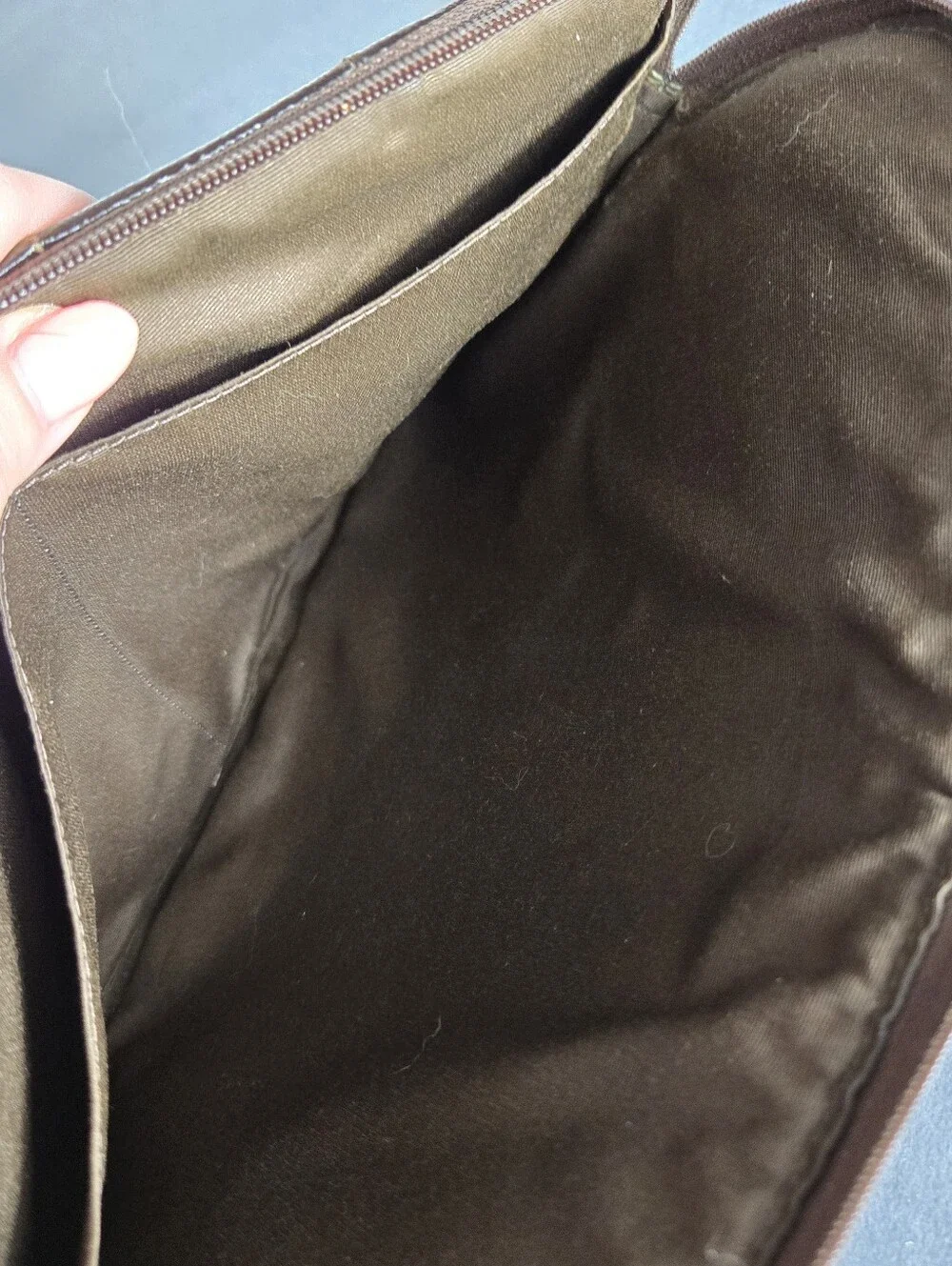 Coach Signature Brown Canvas Laptop Sleeve with Dark Brown Stripe